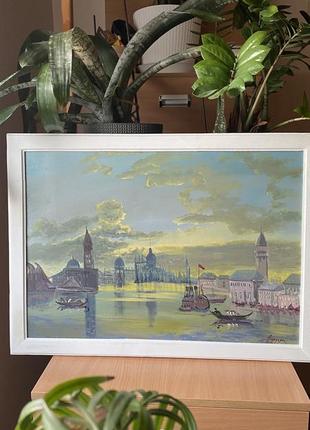 Картина масло холст художник андрусяк в. д. пейзаж «венеция на рассвете» горы украина подарок1 фото
