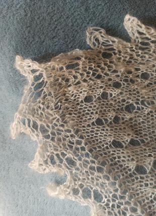 Пуховый ажурный платок 90х90 см5 фото