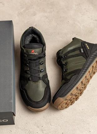 Чоловічі зимові шкіряні кросівки е-series clasic olive