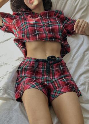 Victoria's secret original s xs m l пижама котоно фланель шорты рубашка1 фото