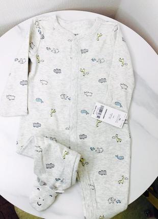 Хлопковая пижама для сна и игр baby giraffe snap-up carters