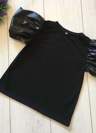 Футболка,с кожаными вставками на девочку