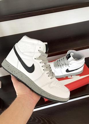 Мужские кроссовки nike air jordan 1,  белые только 44 и 45 размер (10255)4 фото