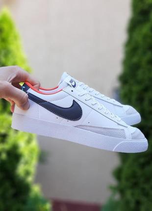 Мужские кроссовки nike blazer low низкие белые с черным с оранжевым