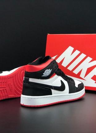 Мужские кроссовки демисезон nike air jordan черные с белым/красным2 фото