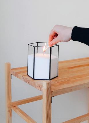 Подсвечник из стекла, воск в комплекте(12 см).свеча длительного горения. насыпная свеча.