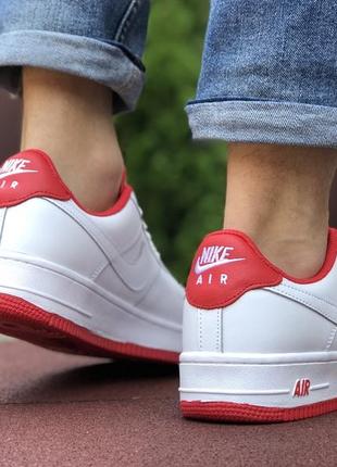 Чоловічі кросівки nike air force, білі з червоним (9524)5 фото