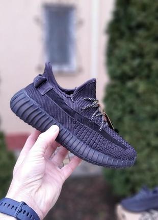 Женские кроссовки get (ad1das yeezy boost 350) чёрные рефлективные шнурки