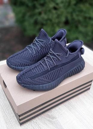 Женские кроссовки get (ad1das yeezy boost 350) чёрные рефлективные шнурки5 фото