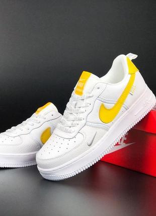 Женские кроссовки nike air force, белые с желтым (11548)4 фото