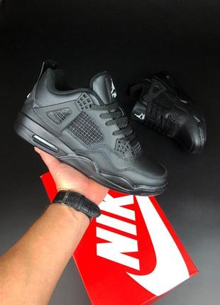 Мужские кроссовки зимние nike air jordan 4 retro  черные