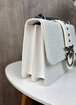 Женская мини сумочка клатч рептилия белая сумка для девушек5 фото