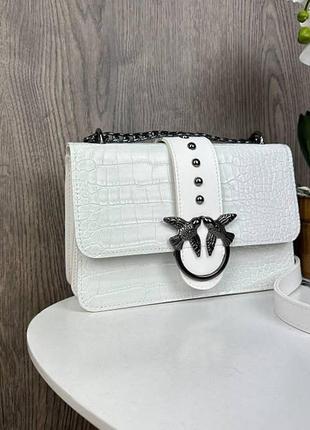 Женская мини сумочка клатч рептилия белая сумка для девушек7 фото