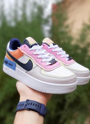 Женские кроссовки nike air force 1 shadow белые цветные