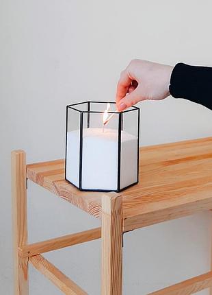 Підсвічник зі скла, віск у комплекті. набір із 2 шт. віск у комплекті (12,10 см).4 фото