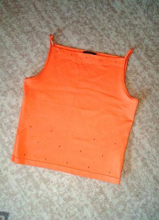 Помаранчевий топ-майка зі стразами 38-40р.