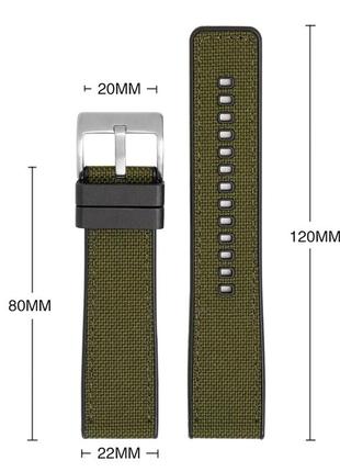 Ремешок для часов, каучук + ткань  из системой быстрой замены, 22 мм3 фото
