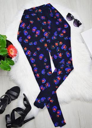 Шифоновые синие брюки штаны леопард леопардовый принт