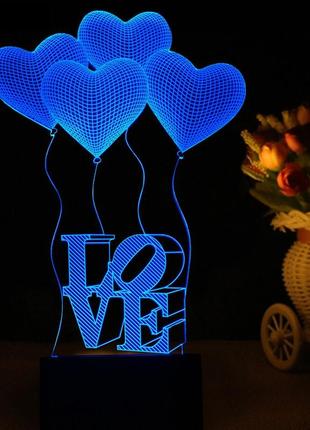 Світильник-нічник 3d любов подарунок дівчині дружині7 фото