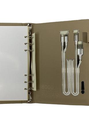 Смарт-блокнот с отпечатком пальца lockbook  с беспроводной зарядкой коричневый6 фото