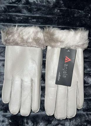 Жіночі натуральні шкіряні рукавички на натуральній овчині дублянка2 фото