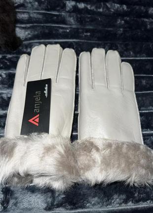 Жіночі натуральні шкіряні рукавички на натуральній овчині дублянка3 фото