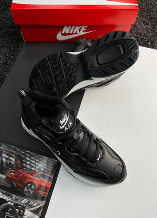 Код а1964 ❄️зимові чоловічі кросівки nike m2k tekno mid black white fur3 фото