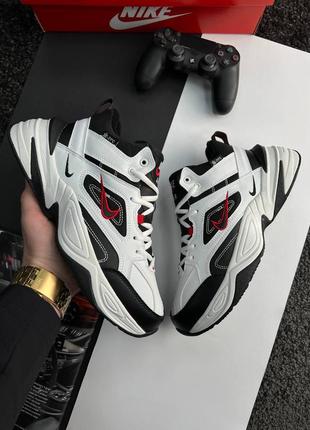 Код а1965 ❄️зимние мужские кроссовки nike m2k tekno mid white black red fur1 фото