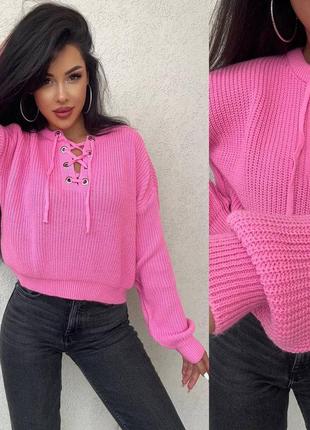 Свитер вязаный со шнуровкой 46 "дуглас"