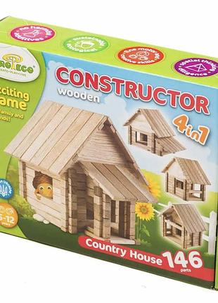 Деревянный конструктор igroteco "загородный домик 4 в 1" 146 деталей 900316
