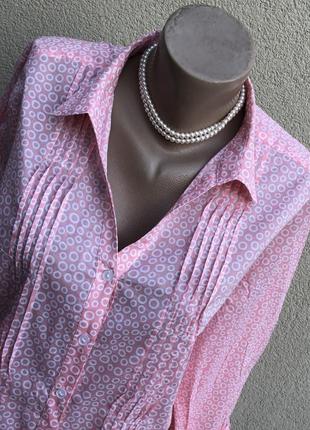 Легка,невагома блуза,сорочка,рожева в принт,великий розмір,хлопок100%