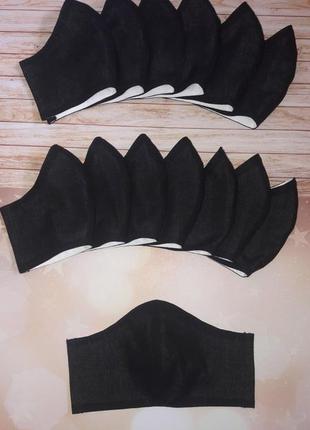 Черная защитная многоразовая маска для лица из ткани, взрослая, подростковая1 фото