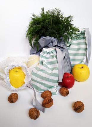 Набір екомішечків - 4 штуки  київ, экомешочки для фруктов днепр, мешочки для овощей7 фото