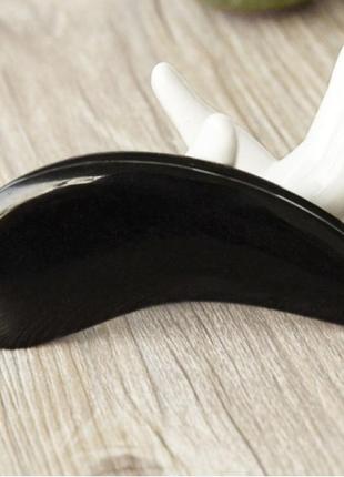 Масажер із рога гуа ша "капля" чорний, масажер для обличчя, масажер гуа ша, масажер