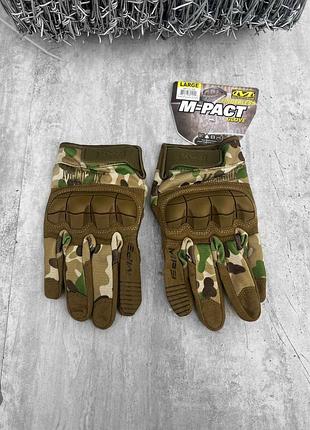 Тактические перчатки mechanix m-pact, армейские перчатки полнопалые, цвет мультикам