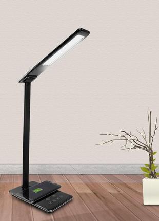 Настільна лампа lightrich wd102 з бездротовою зарядкою, black7 фото