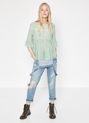 Шикарний, мятний топ з фатіна zara, розмір хс