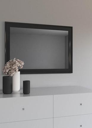 Зеркало в черной раме 102х72 навесное прямоугольное в широкой раме, красивые зеркала для спальни в темной раме