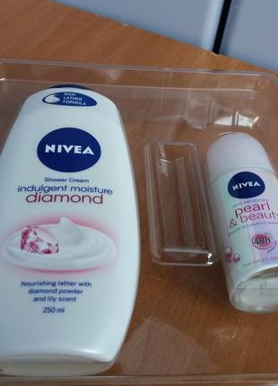 Набор по уходу за телом nivea diamond крем - гель для душа + антиперспирант3 фото