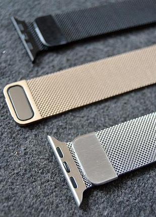 Ремешок миланская петля для apple watch 42 mm 44mm gold milanese loop ремешок на эпл вотч на магните золотой6 фото