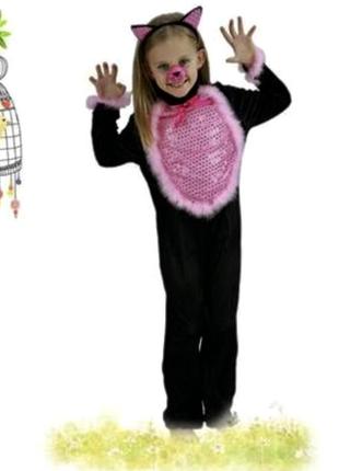 Карнавальный костюм - гламурная кошечка котик киця 🐈 с лебяжим пухом велюровый с ушками tesco англия
