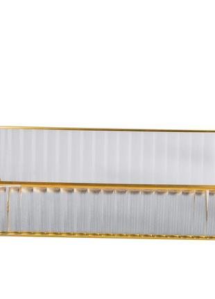 Поднос декоративный прямоугольный золотой для сервировки 25х16,5 см стекло2 фото