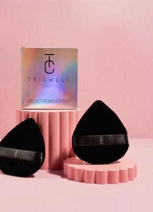 Trigwell cosmetics velvet powder puff набор вельветовых пуховок, 2 шт.