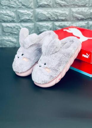 Тапочки puma hare женские, зимние меховые тапочки пума