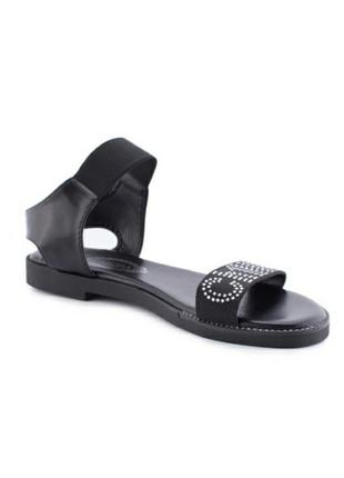 Черные босоножки сандалии на плоской подошве низкий ход резинке3 фото