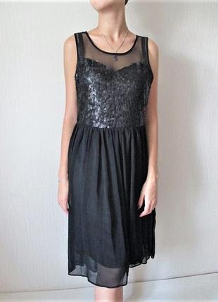 Чорна сукня міді в паєтки розмір м на бирці 195$1 фото