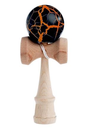 Игрушка kendama (кендама) beryou ootdty (черно-оранжевый шарик) деревянная 18 см