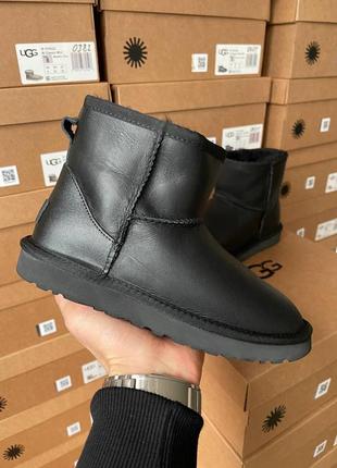 Угги угги угги мужские ugg classic mini black full leather7 фото