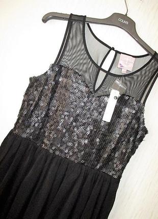Чорна сукня міді в паєтки розмір м на бирці 195$2 фото