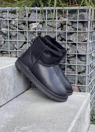 Уггі угги уги угі ugg classic mini black full leather3 фото